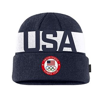 Men's Nike Navy Team USA On-Field Utility Cuffed Knit Hat