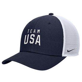 Men's Nike Navy Team USA Rise Pinch Panel Trucker Adjustable Hat