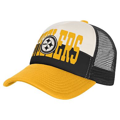 White/Gold Pittsburgh Steelers Modern Fan Trucker Adjustable Hat