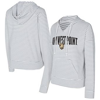 Men's Concepts Sport White/Gray Army Black Knights French Terry Striped V-Neck Pullover Hoodie