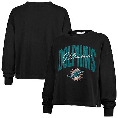 Women's '47 Black Miami Dolphins Muse Sydney Long Sleeve T-Shirt