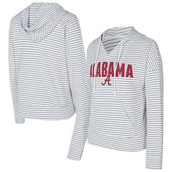 Men's Concepts Sport White/Gray Alabama Crimson Tide French Terry Striped V-Neck Pullover Hoodie