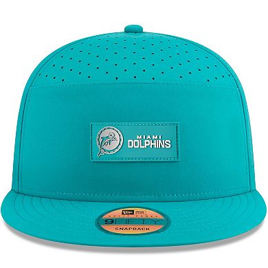 Men's New Era Aqua Miami Dolphins 2025 Sideline Throwback Split Panel 9FIFTY Snapback Hat