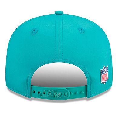 Men's New Era Aqua Miami Dolphins 2025 Sideline Throwback Split Panel 9FIFTY Snapback Hat