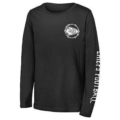 Youth Outerstuff Black Kansas City Chiefs Rumble Long Sleeve T-Shirt