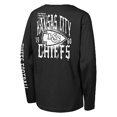 Youth Outerstuff Black Kansas City Chiefs Rumble Long Sleeve T-Shirt