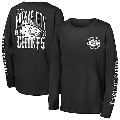 Youth Outerstuff Black Kansas City Chiefs Rumble Long Sleeve T-Shirt
