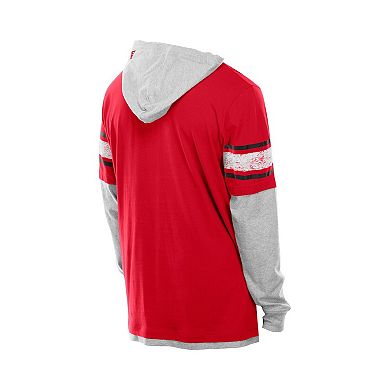 Men's New Era Red Kansas City Chiefs Twofer Layered Long Sleeve Hoodie T-Shirt