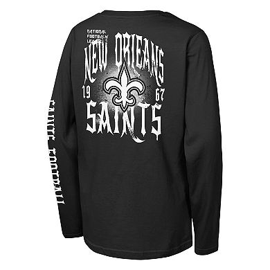 Youth Outerstuff Black New Orleans Saints Rumble Long Sleeve T-Shirt