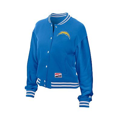 Women's New Era Blue Los Angeles Chargers Throwback Fleece Full-Snap Jacket