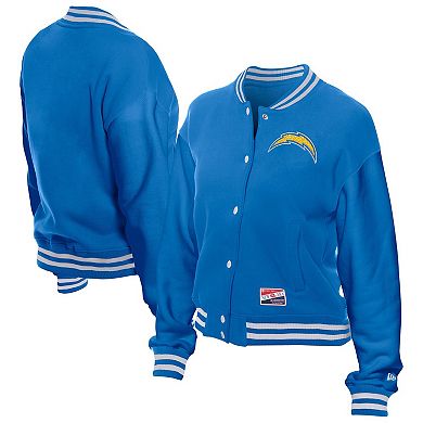 Women's New Era Blue Los Angeles Chargers Throwback Fleece Full-Snap Jacket