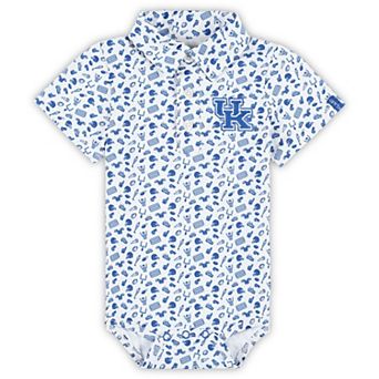 Infant Garb White/Royal Kentucky Wildcats Tom Allover Print Performance Polo Bodysuit