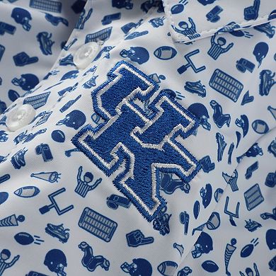 Infant Garb White/Royal Kentucky Wildcats Tom Allover Print Performance Polo Bodysuit