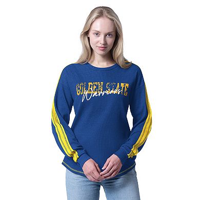 Women's G-III 4Her by Carl Banks Heather Royal Golden State Warriors Advantage Thermal Long Sleeve T-Shirt