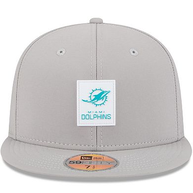 Men's New Era Gray Miami Dolphins 2025 Sideline 59FIFTY Fitted Hat