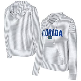Men's Concepts Sport White/Gray Florida Gators French Terry Striped V-Neck Pullover Hoodie