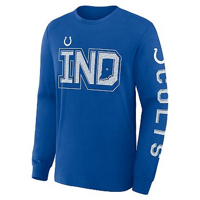 Men's Fanatics Royal Indianapolis Colts Hometown Sweep Legacy Long Sleeve T-Shirt