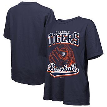 Women's Majestic Threads Navy Detroit Tigers Oversized First Base T-Shirt