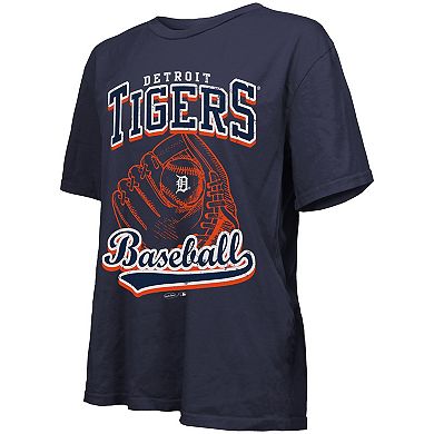 Women's Majestic Threads Navy Detroit Tigers Oversized First Base T-Shirt