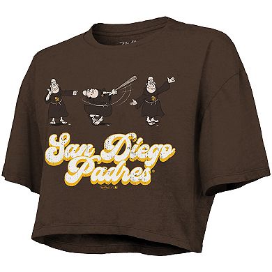 Women's Majestic Threads Brown San Diego Padres Boxy Crop T-Shirt