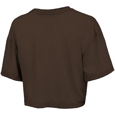 Women's Majestic Threads Brown San Diego Padres Boxy Crop T-Shirt