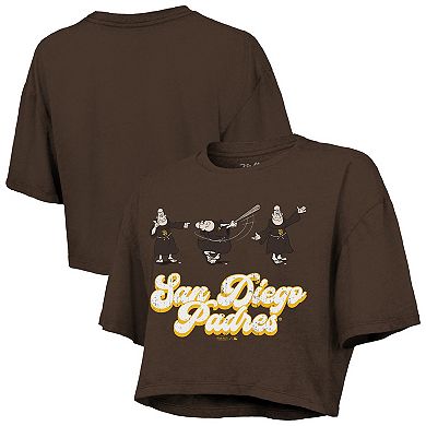 Women's Majestic Threads Brown San Diego Padres Boxy Crop T-Shirt