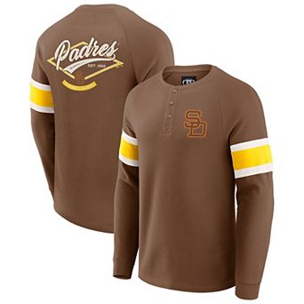 Men's Darius Rucker Collection by Fanatics Brown San Diego Padres Waffle-Knit Raglan Long Sleeve Henley T-Shirt