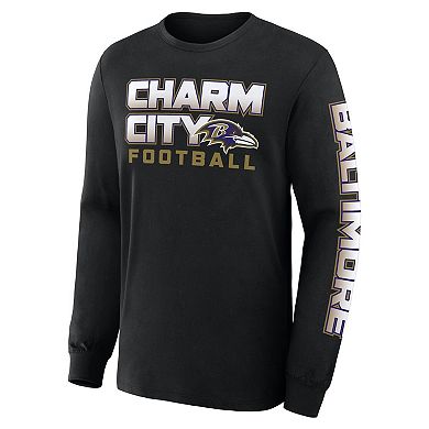 Men's Fanatics Black Baltimore Ravens Hometown Sweep Legacy Long Sleeve T-Shirt