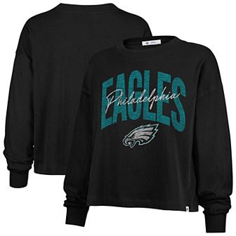 Women's '47 Black Philadelphia Eagles Plus Size Muse Sydney Long Sleeve T-Shirt