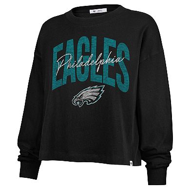 Women's '47 Black Philadelphia Eagles Plus Size Muse Sydney Long Sleeve T-Shirt