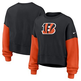 Women's Nike Black Cincinnati Bengals Oversized Color-Block Pullover Sweatshirt