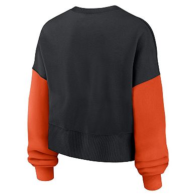 Women's Nike Black Cincinnati Bengals Oversized Color-Block Pullover Sweatshirt