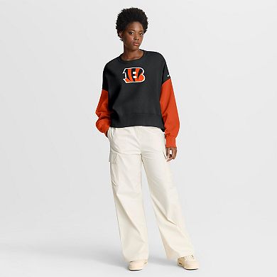 Women's Nike Black Cincinnati Bengals Oversized Color-Block Pullover Sweatshirt