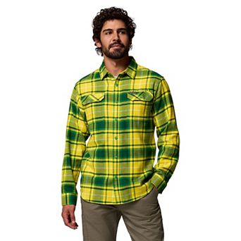 Men's Columbia Green Oregon Ducks Flare Gun Omni-Wick Flannel Long Sleeve Button-Up Shirt