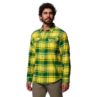 Men's Columbia Green Oregon Ducks Flare Gun Omni-Wick Flannel Long Sleeve Button-Up Shirt