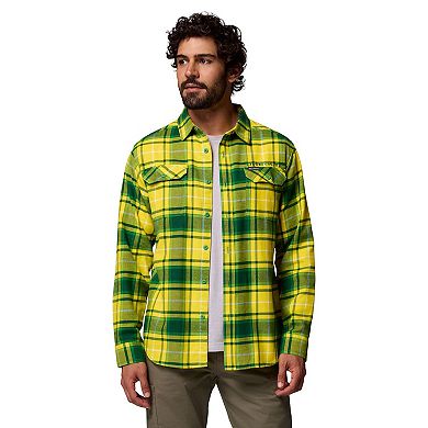 Men's Columbia Green Oregon Ducks Flare Gun Omni-Wick Flannel Long Sleeve Button-Up Shirt