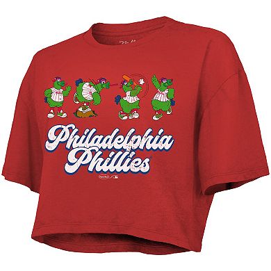 Women's Majestic Threads Red Philadelphia Phillies Boxy Crop T-Shirt