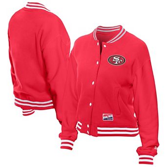 Women's New Era Scarlet San Francisco 49ers Throwback Fleece Full-Snap Jacket