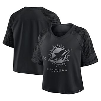 Women's Fanatics Miami Dolphins Oversized Raglan V-Neck Blackout Fashion Jersey