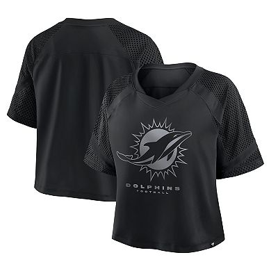 Women's Fanatics Miami Dolphins Oversized Raglan V-Neck Blackout Fashion Jersey