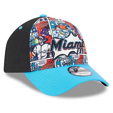 Youth New Era Black/Blue Miami Marlins 2025 MLB Diamond Hero Edition A-Frame 9FORTY Adjustable Hat
