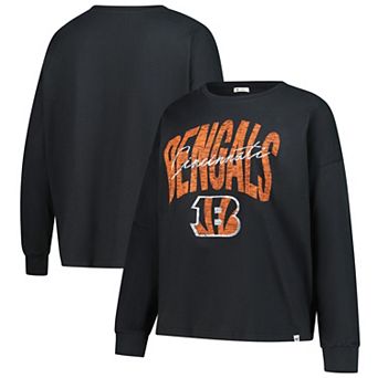 Women's '47 Black Cincinnati Bengals Plus Size Muse Sydney Long Sleeve T-Shirt