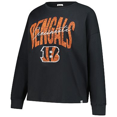 Women's '47 Black Cincinnati Bengals Plus Size Muse Sydney Long Sleeve T-Shirt