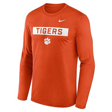 Men's Nike Orange Clemson Tigers Primetime Campus 2-Hit Legend Long Sleeve T-Shirt