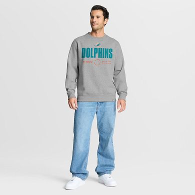 Men's Fanatics Heather Gray Miami Dolphins Direct Handoff Legacy Pullover Sweatshirt