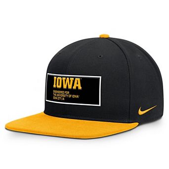 Men's Nike Black/Gold Iowa Hawkeyes 2025 On-Field Patch Pro Dri-FIT Snapback Hat