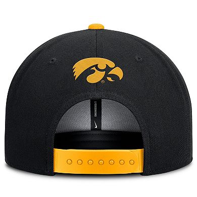 Men's Nike Black/Gold Iowa Hawkeyes 2025 On-Field Patch Pro Dri-FIT Snapback Hat