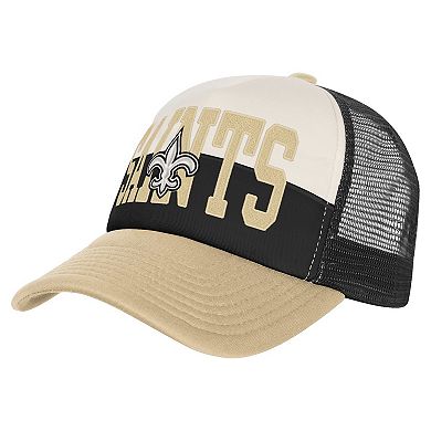 Youth White/Gold New Orleans Saints Modern Fan Trucker Adjustable Hat