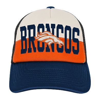 Youth White/Navy Denver Broncos Modern Fan Trucker Adjustable Hat