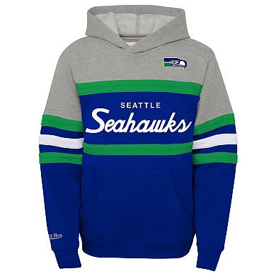 Youth Mitchell & Ness Royal Seattle Seahawks Throwback Head Coach Pullover Hoodie